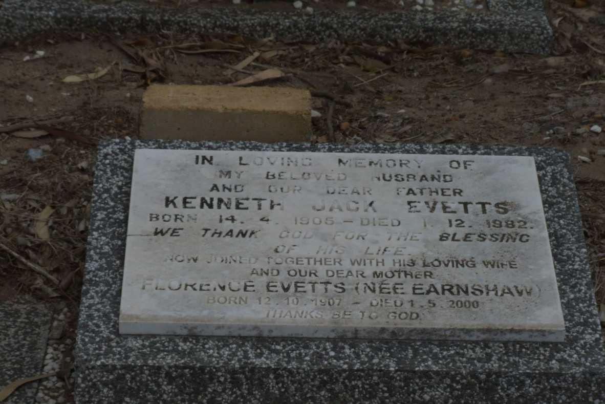 EVETTS Kenneth Jack 1905-1982 &amp; Florence EARNSHAW 1907-2000