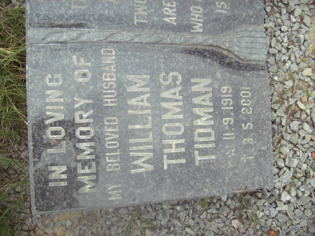 TIDMAN William Thomas 1919-2001