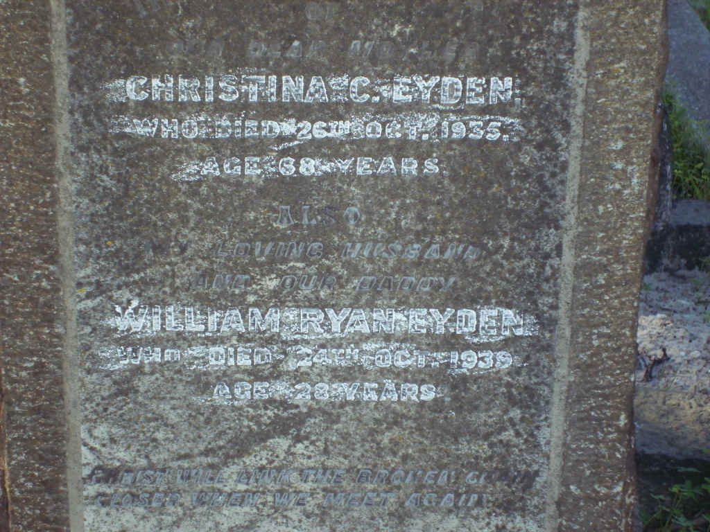 EYDEN William Ryan  -1939 &amp; Christina C. -1935 