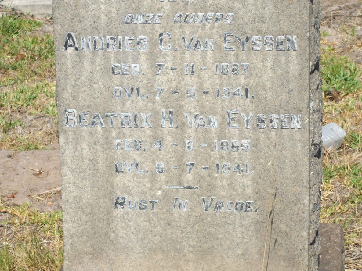 EYSSEN Andries G., van 1867-1941 &amp; Beatrix H. 1865-1941