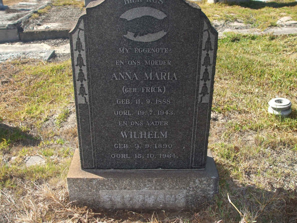 EYERMANS Wilhelm 1890-1964 &amp; Anna Maria FRICK 1888-1943