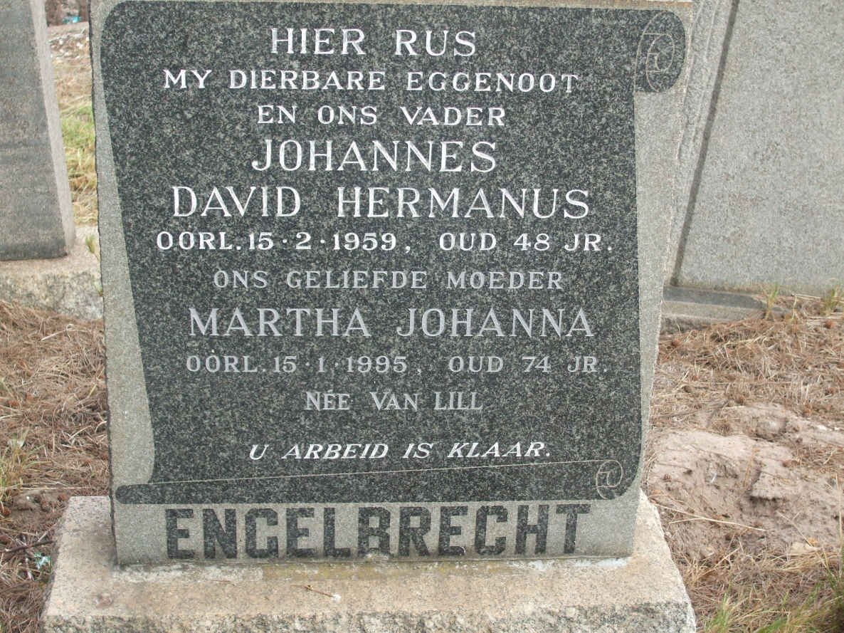 ENGELBRECHT Johannes David Hermanus -1959 &amp; Martha Johanna VAN LILL -1995