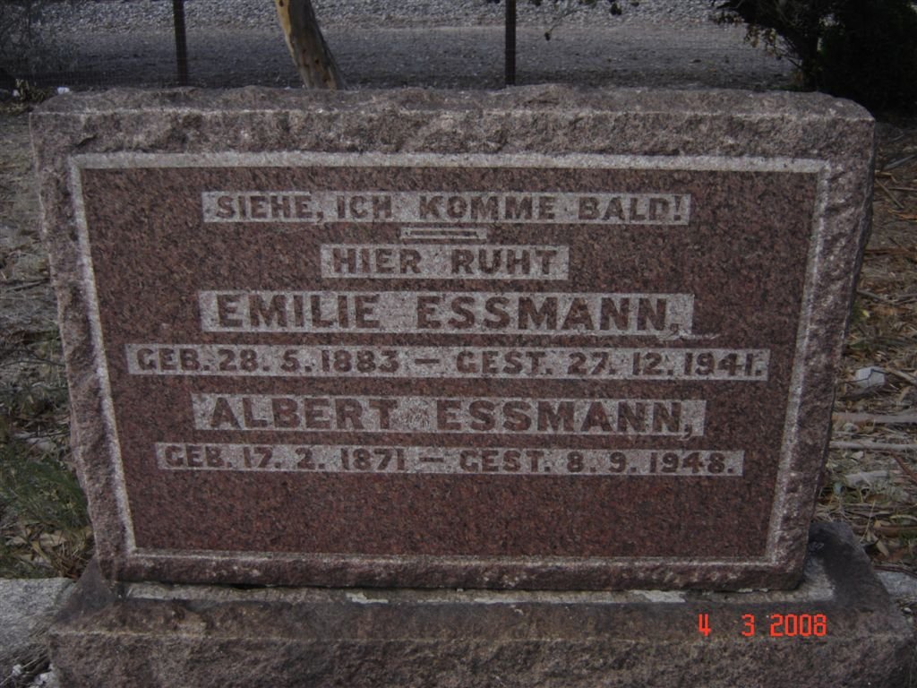 ESSMANN Albert 1871-1948 &amp; Emilie 1883-1941