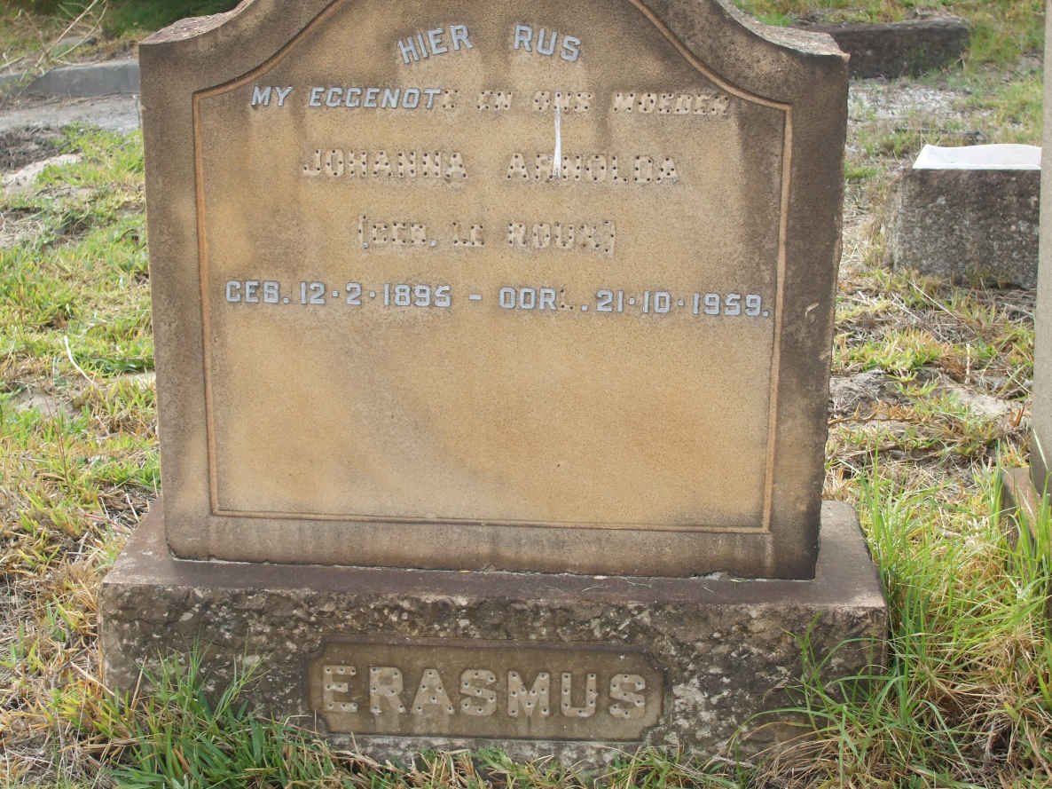 ERASMUS Johanna Arnolda nee LE ROUX 1895-1959