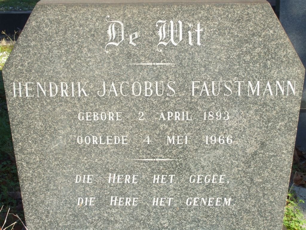 FAUSTMANN Hendrik Jacobus 1893-1966