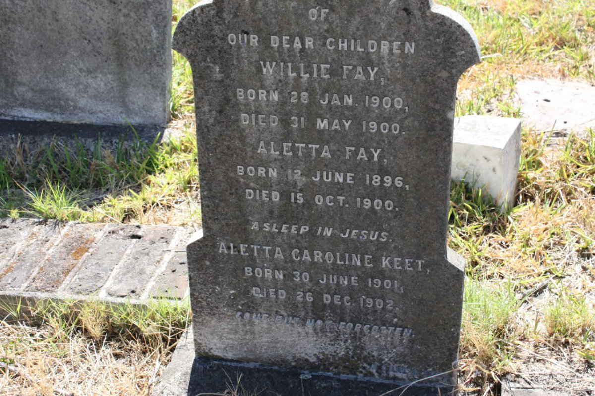 FAY Willie 1900-1900 :: FAY Aletta 1896-1900 :: KEET Aletta Caroline 1901-1902