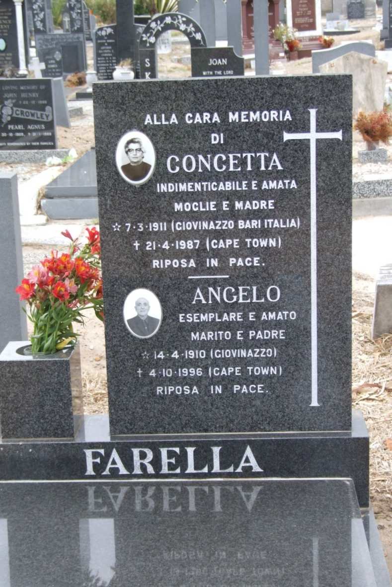 FARELLA Angelo 1910-1996 &amp; Concetta 1911-1987