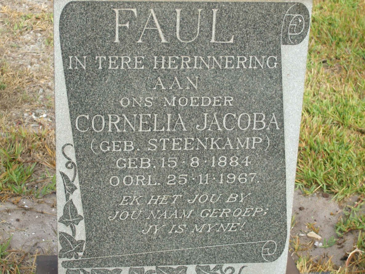 FAUL Cornelia Jacoba nee STEENKAMP 1884-1967