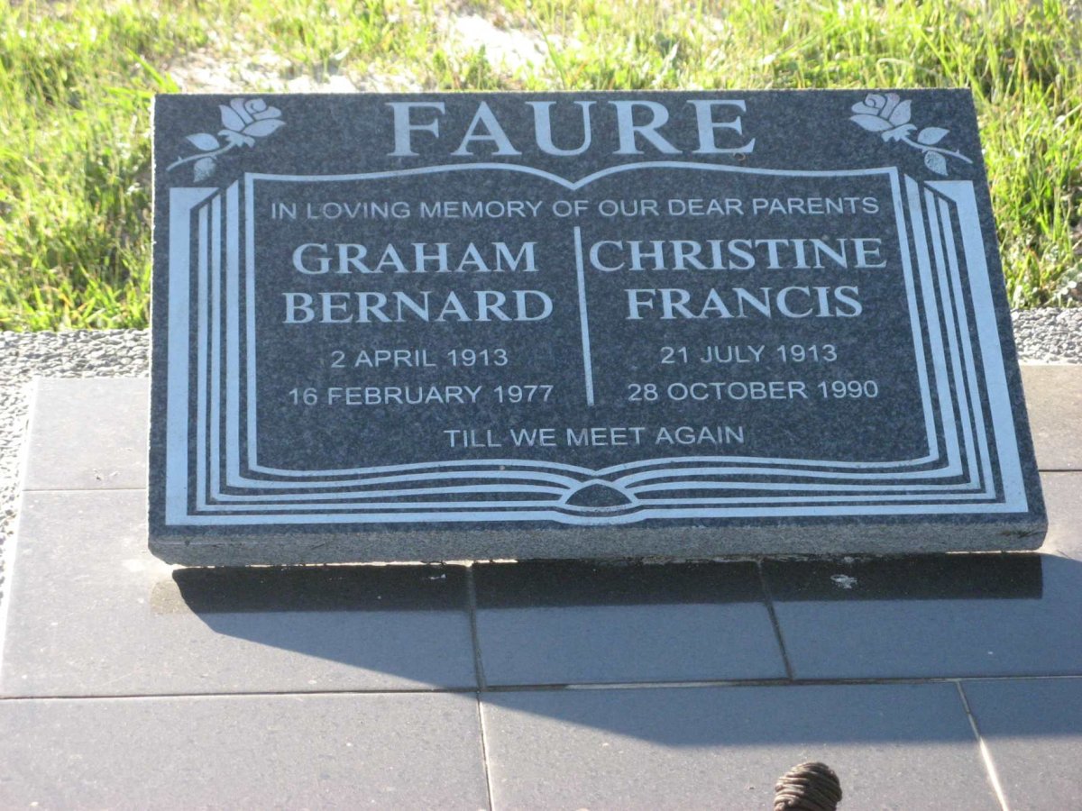 FAURE Graham Bernard 1913-1977 &amp; Christine Francis 1913-1990