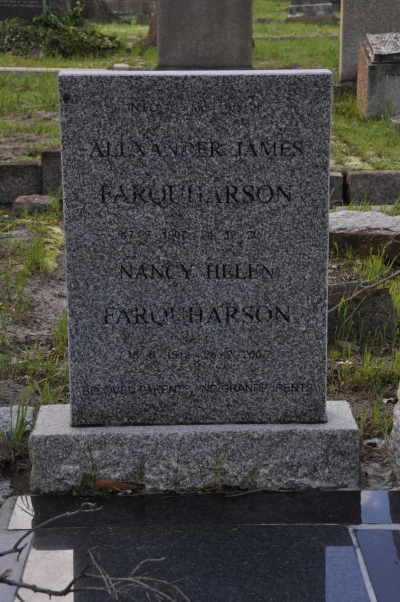 FARQUHARSON Alexander James 1907-200? &amp; Nancy Helen 1912-2007