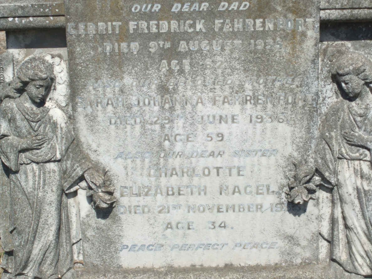 FAHRENFORT Gerrit Frederick -1935 &amp; Sarah Johanna -1936 :: NAGEL Charlotte Elizabeth -1935