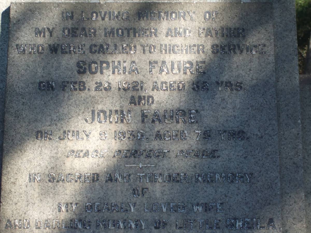 FAURE John -1938 &amp; Sophia -1921