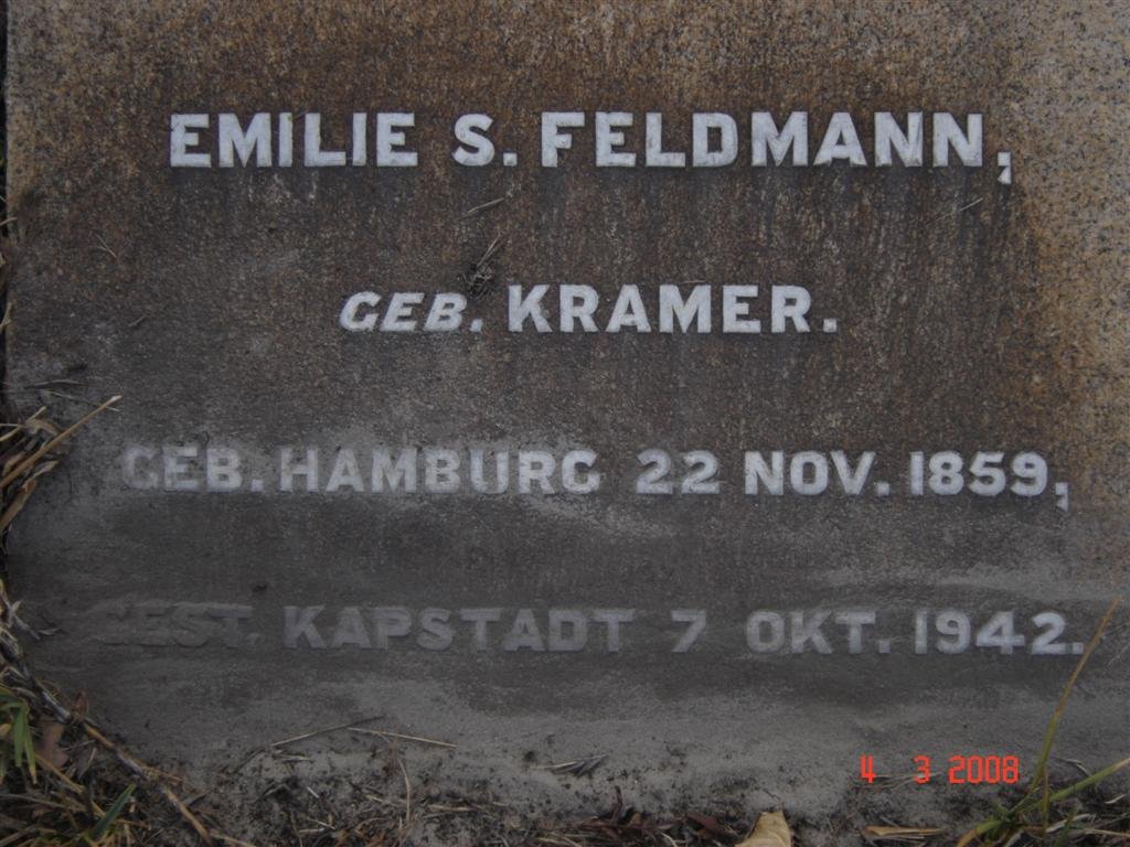 FELDMANN Emilie S. nee KRAMER 1859-1942