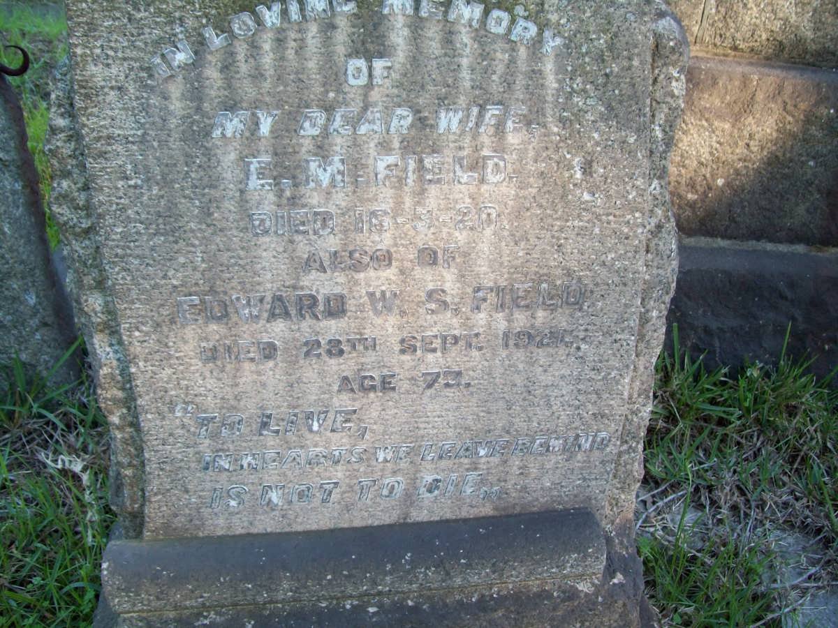 FIELD Edward W.S. -1921 &amp; E.M. -1920