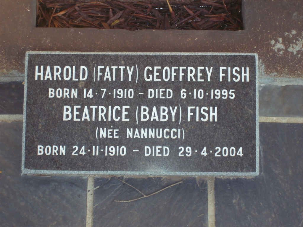 FISH Harold Geoffrey 1910-1995 &amp; Beatrice NANNUCCI 1910-2004