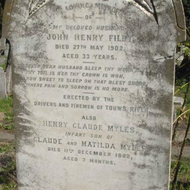 FILBY John Henry  -1902 :: MYLES Henry Claude  -1902 
