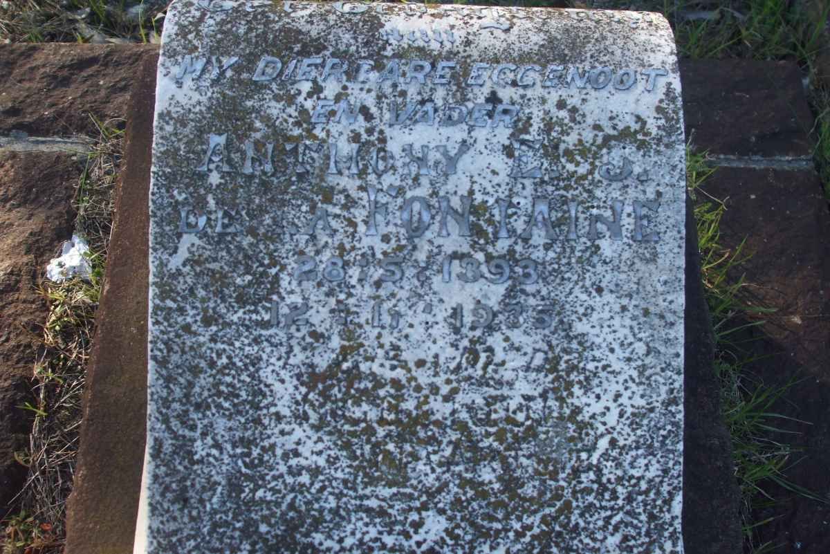 FONTAINE Anthony E.J., de la  1893-1935