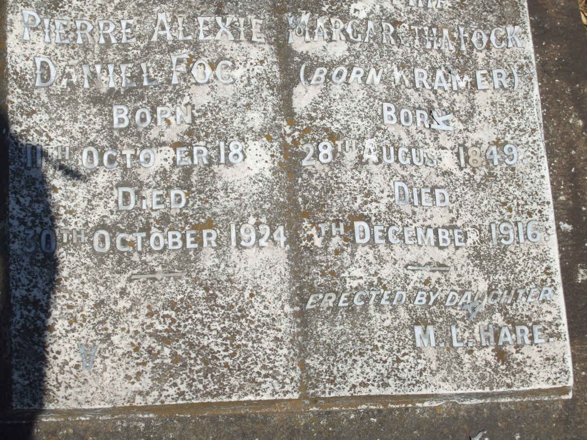 FOCK Pierre Alexie Daniel 18??-1924 &amp; Margaretha KRAMER  1849-1916
