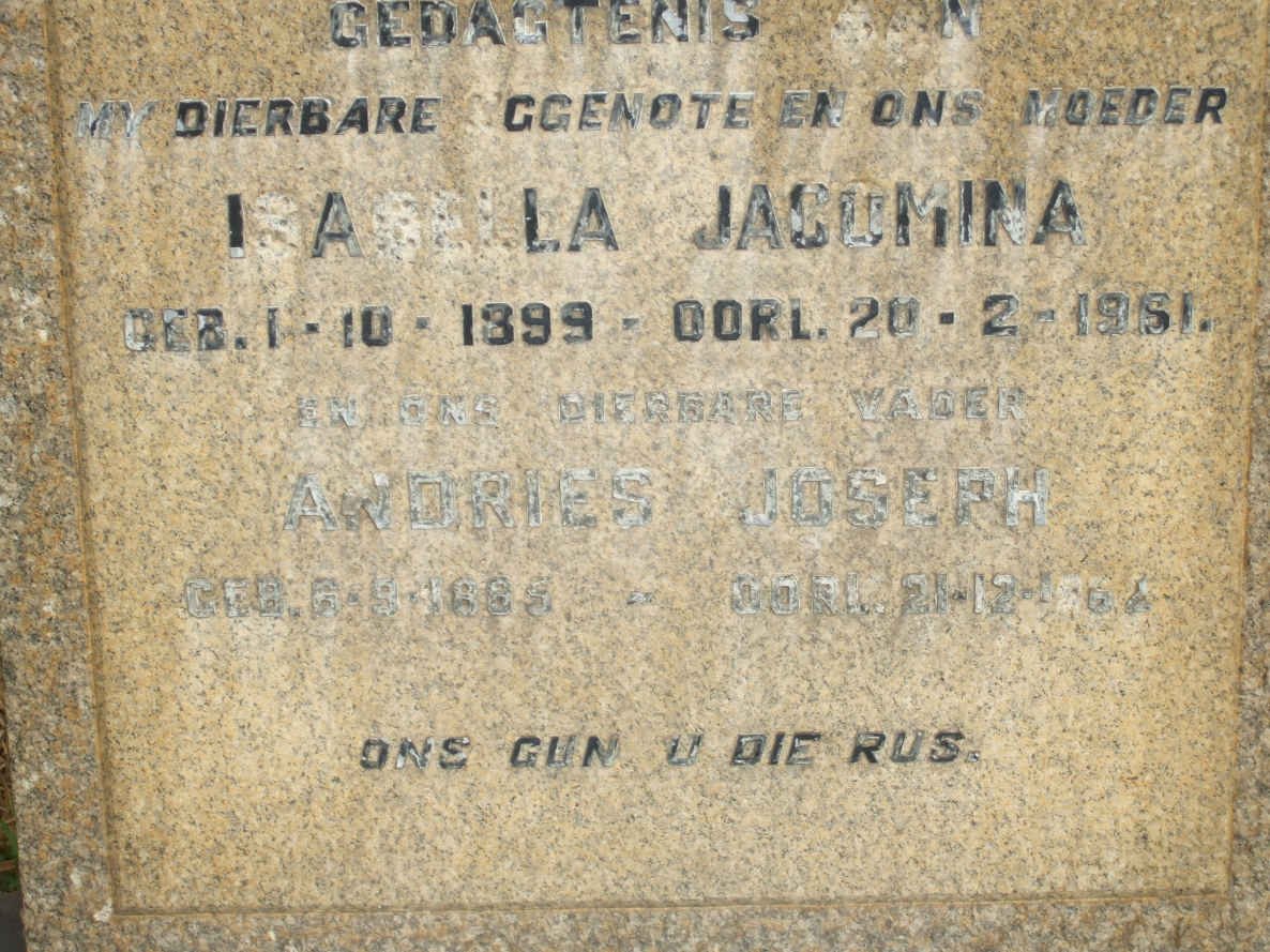 FONTINI Andries Joseph 1895-1962 &amp; Isabella Jacomina 1899-1961