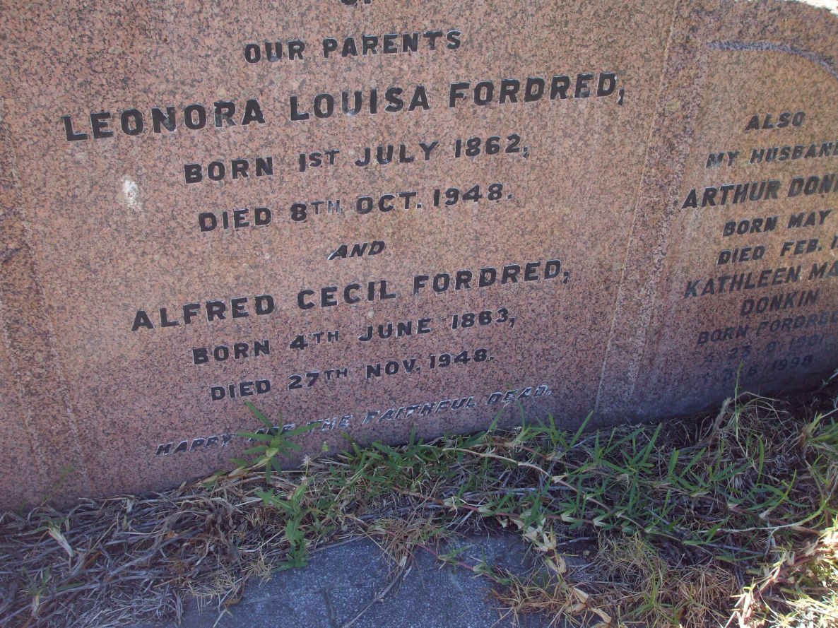 FORDRED Alfred Cecil 1863-1948 &amp; Leonora Louisa 1862-1948