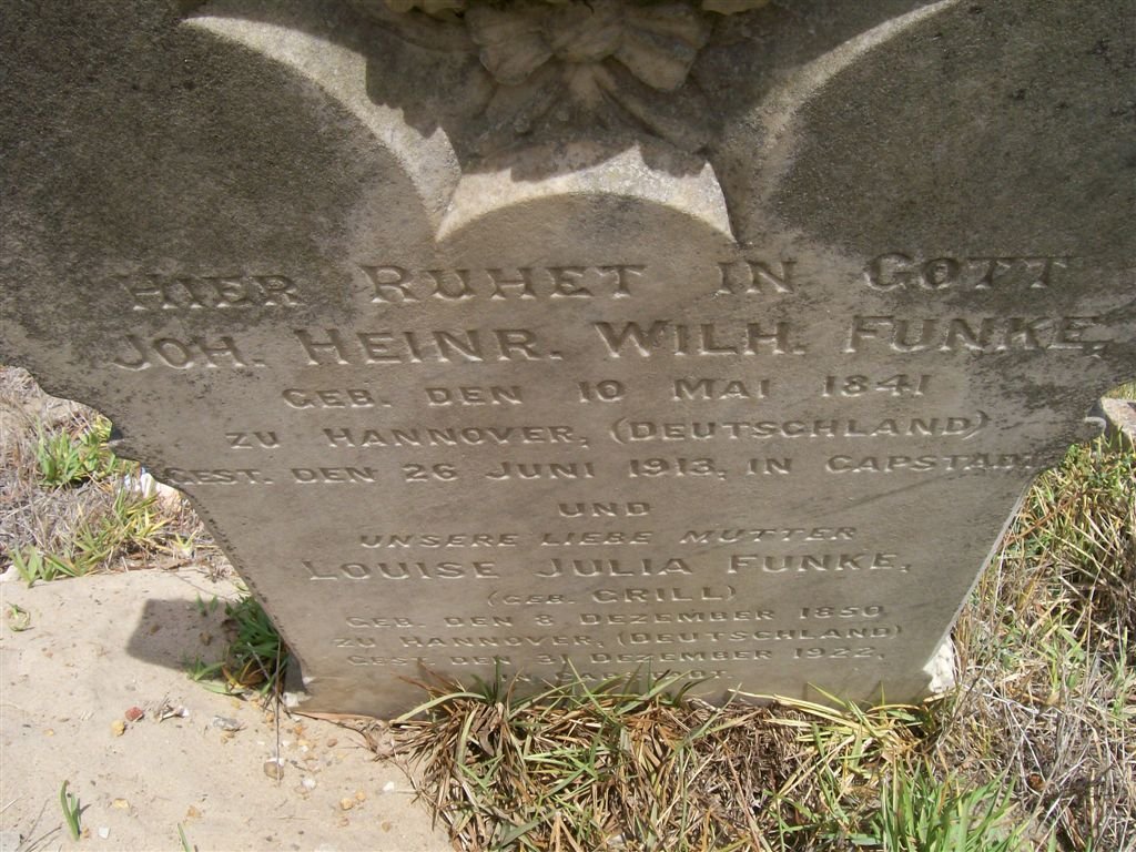 FUNKE J.H.W. 1841-1913 &amp; Louise Julia CRILL 1850-1922
