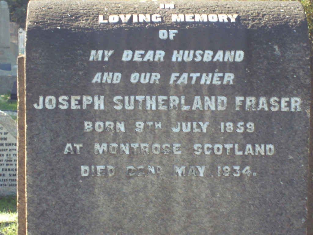 FRASER Joseph Sutherland  1859-1934