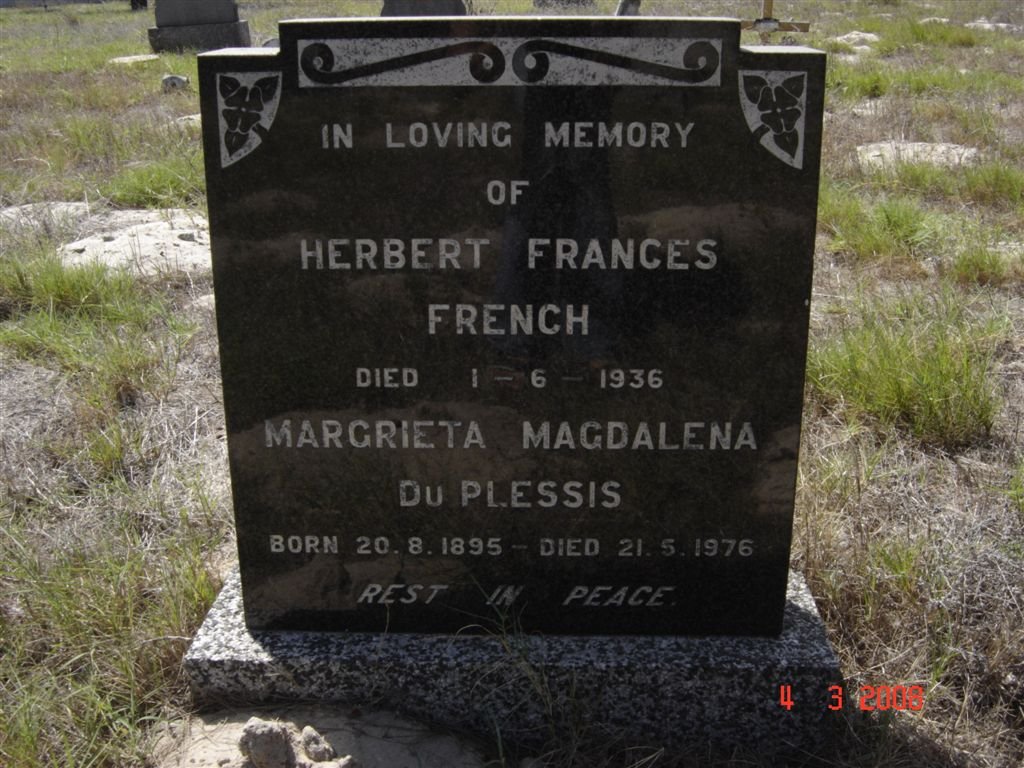 FRENCH Herbert Frances -1936 :: DU PLESSIS Margrieta Magdalena 1895-1976