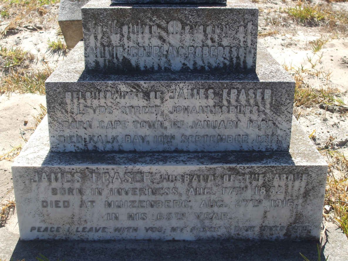 FRASER James 1852-1916 &amp; Annie Couplay ROBERTSON 1865-1912