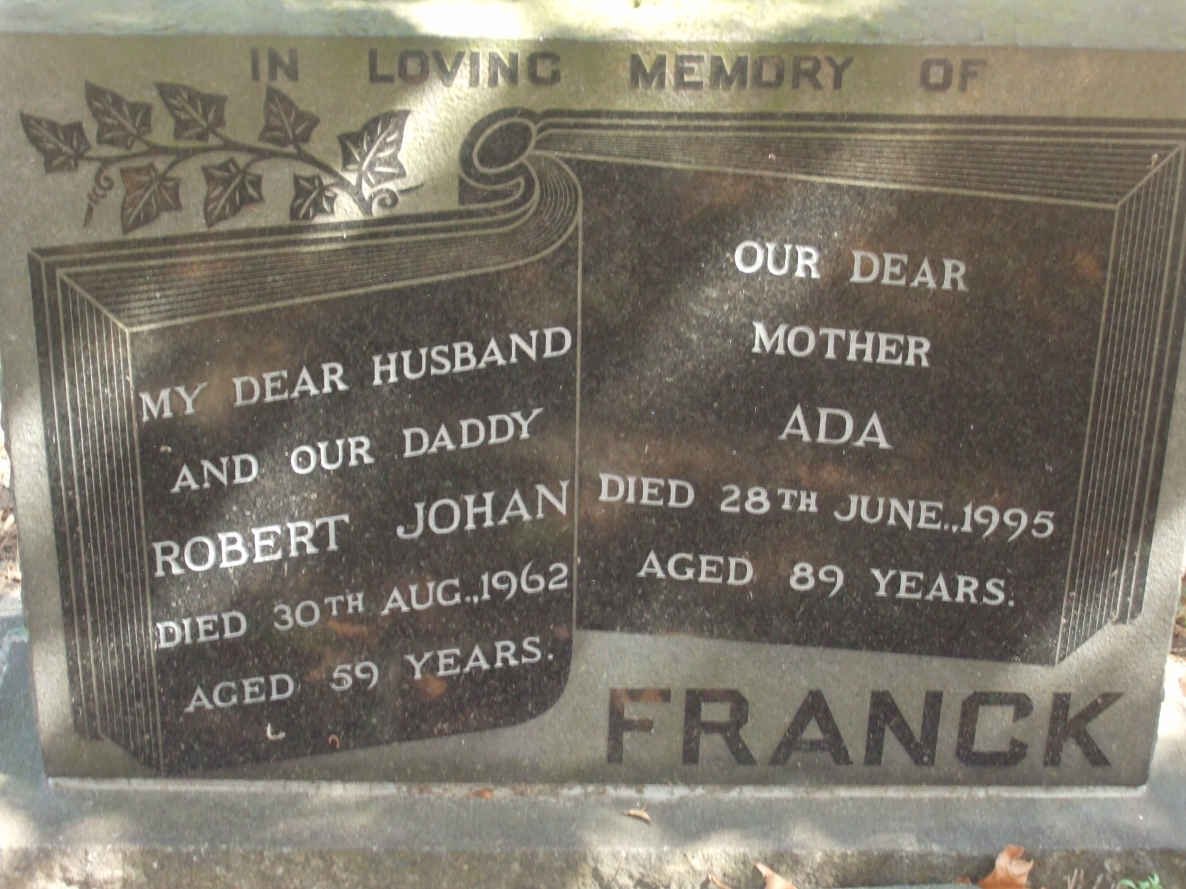 FRANCK Robert Johan -1962 &amp; Ada -1995