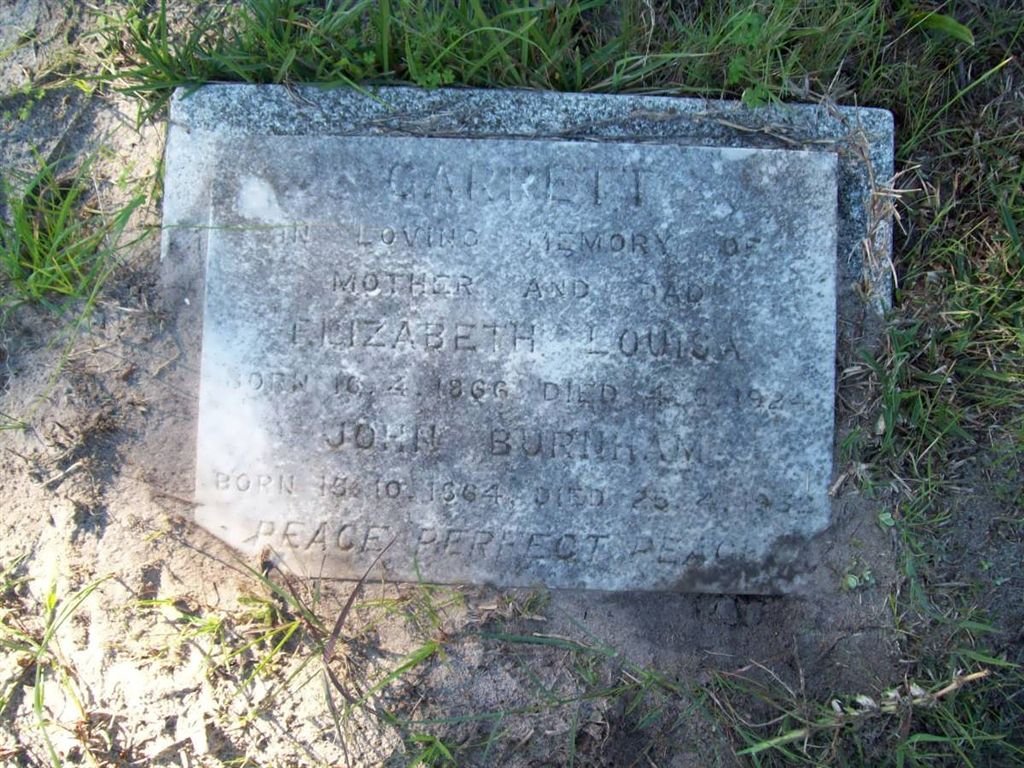 GARRETT John Burnham 1864-1932 &amp; Elizabeth Louisa 1866-1924
