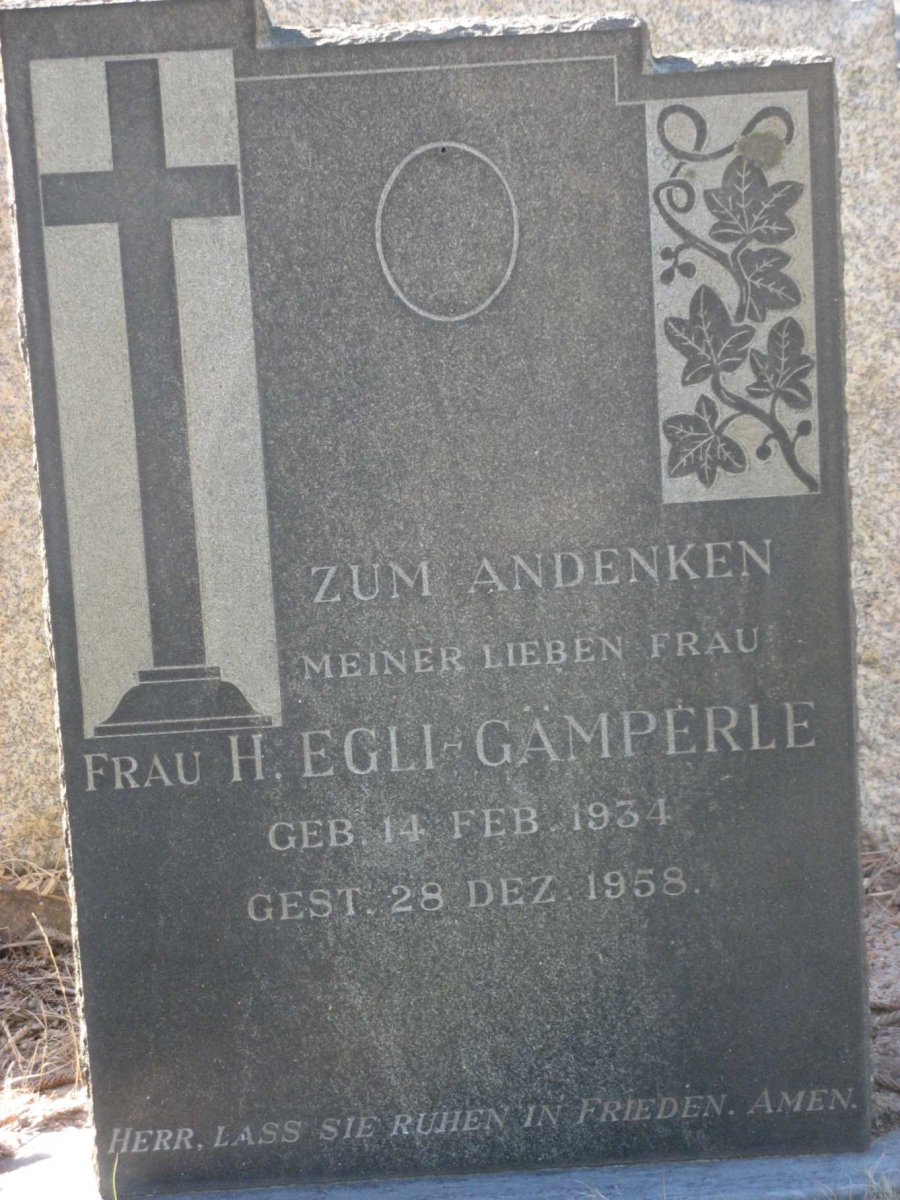GAMPERLE H., EGLI 1934-1958