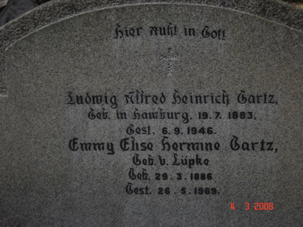 GARTZ Ludwig Alfred Heinrich 1883-1946 &amp; Emmy Elize Hermine LUPKE 1886-1969