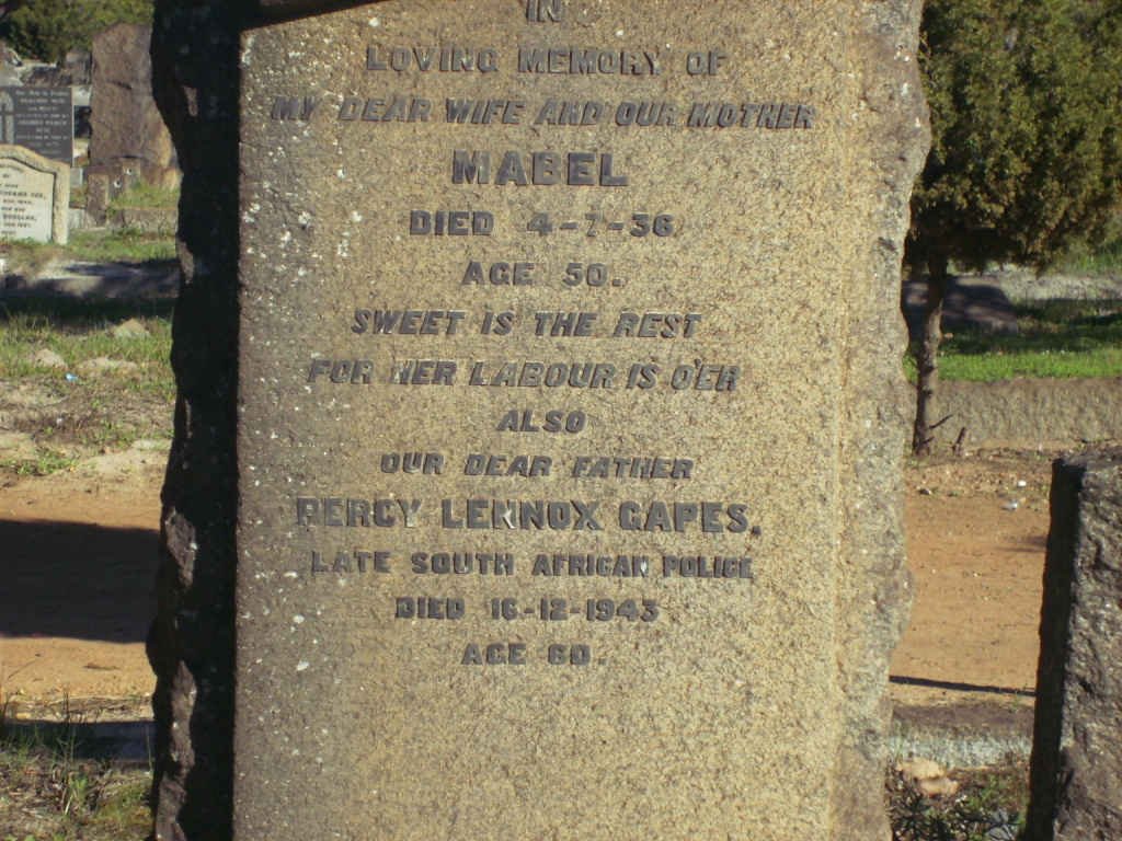 GAPES Percy Lennox  -1943  &amp; Mabel  -1936 