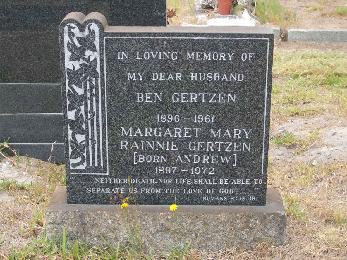 GERTZEN Ben 1896-1961 &amp; Margaret Mary Rainnie ANDREW 1897-1972