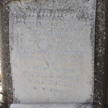 GERBER Susanna 1914-1941 :: MOSTERT Hendrina nee GERBER 1905-1939 :: GERBER Frances Sophia :: GERBER Magdalena