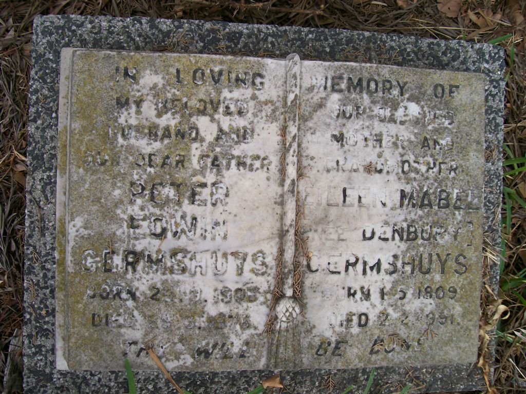 GERMSHUYS Peter Edwin 1903-1975 &amp; Eileen Mabel DENBURY 1889-1991