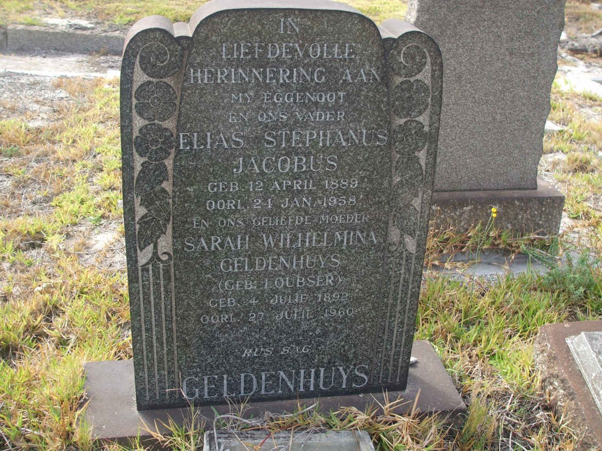 GELDENHUYS Elias Stephanus Jacobus 1889-1958 &amp; Sarah Wilhelmina LOUBSER 1892-1960