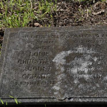 GENADE Hendrik N.A. 1920-1982 &amp; Louise S.A.M. 1916-1981 :: GENADE Louis Christiaan August 1951-1952