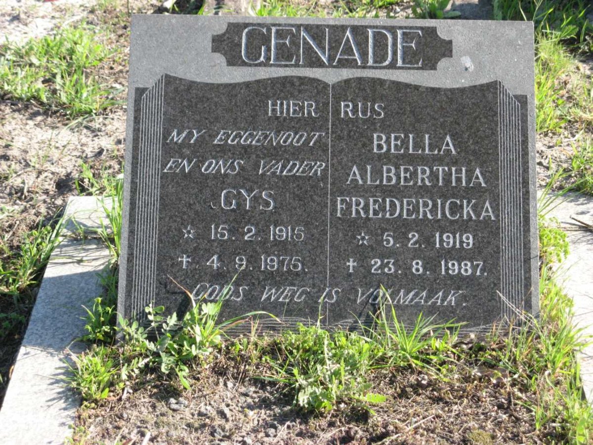 GENADE Gys 1915-1975 &amp; Bella Albertha Frederika 1919-1987