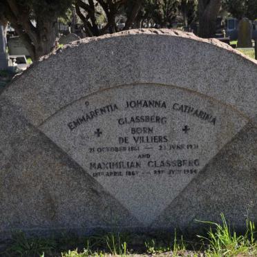 GLASSBERG Maximilian 186?-1954 &amp; Emmarentia Johanna Catharina DE VILLIERS 1861-1931