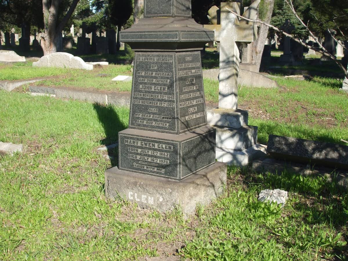 GLEN John 1842-1902 :: GLEN Mary Gwen 1882-1920 :: GLEN Elizabeth :: GLEN Kate :: GLEN Margaret Annie -1952