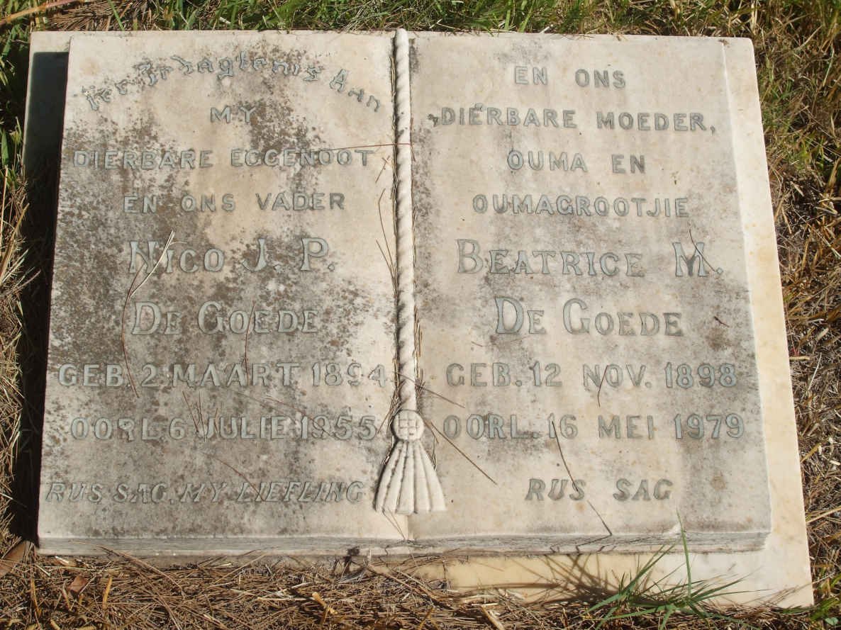 GOEDE Nico J.P., de 1894-1955 &amp; Beatrice M. 1898-1979