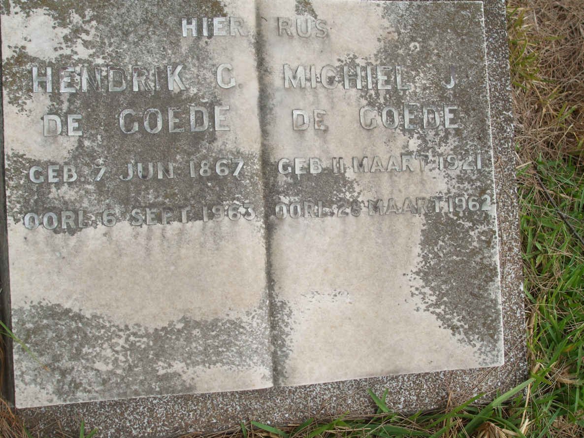 GOEDE Hendrik G., de 1867-1963 :: GOEDE Michiel J., de 1921-1962