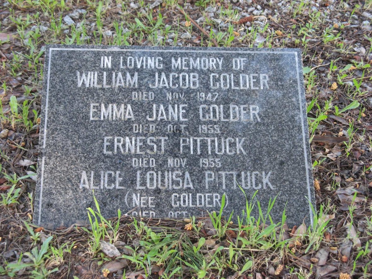 GOLDER William Jacob -1947 :: GOLDER Emma Jane -1955 :: PITTUCK Ernest -1955 &amp; Alice Louisa GOLDER
