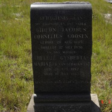 GOOSEN Gideon Jacobus Cornelius 1889-1950 &amp; Heleje Gysberta Maria VAN SCHALKWYK 1892-1963