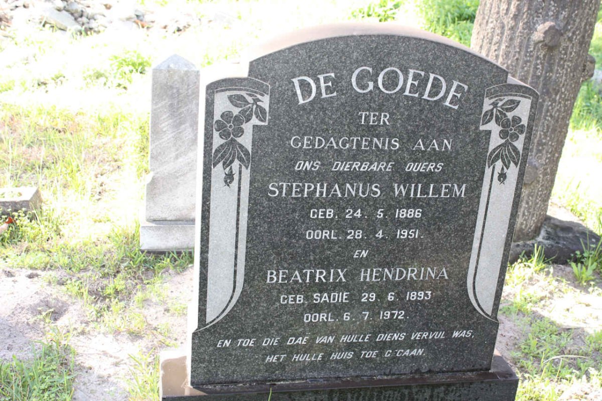 GOEDE Stephanus Willem, de 1886-1951 &amp; Beatrix Hendrina SADIE 1893-1972