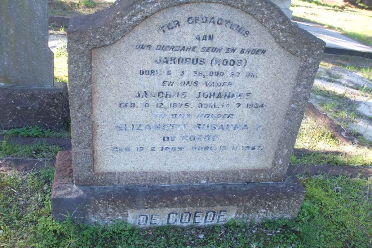 GOEDE Jacobus Johannes, de 1875-1964 &amp; Elizabeth Susanna 1885-1967 :: DE GOEDE Jakobus 1938