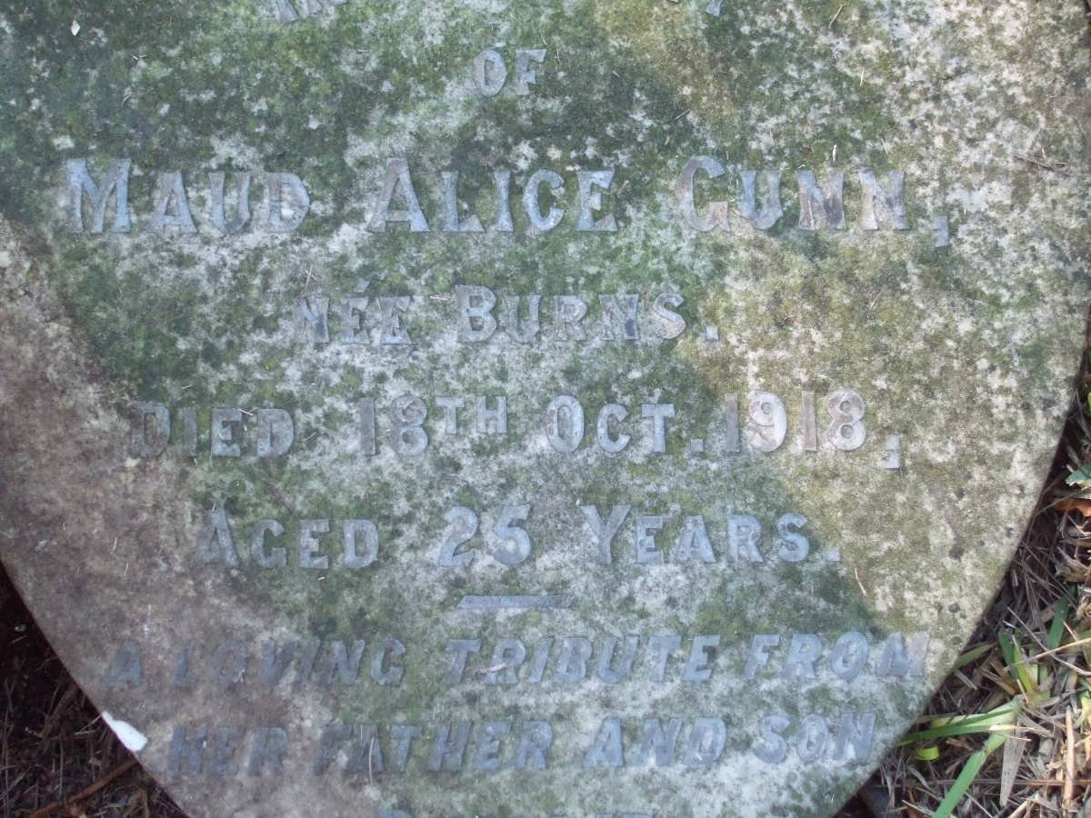 GUNN Maud Alice nee BURNS -1918