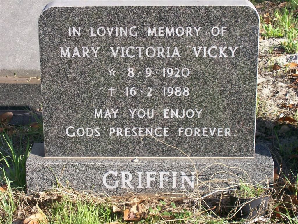 GRIFFIN Mary Victoria 1920-1988