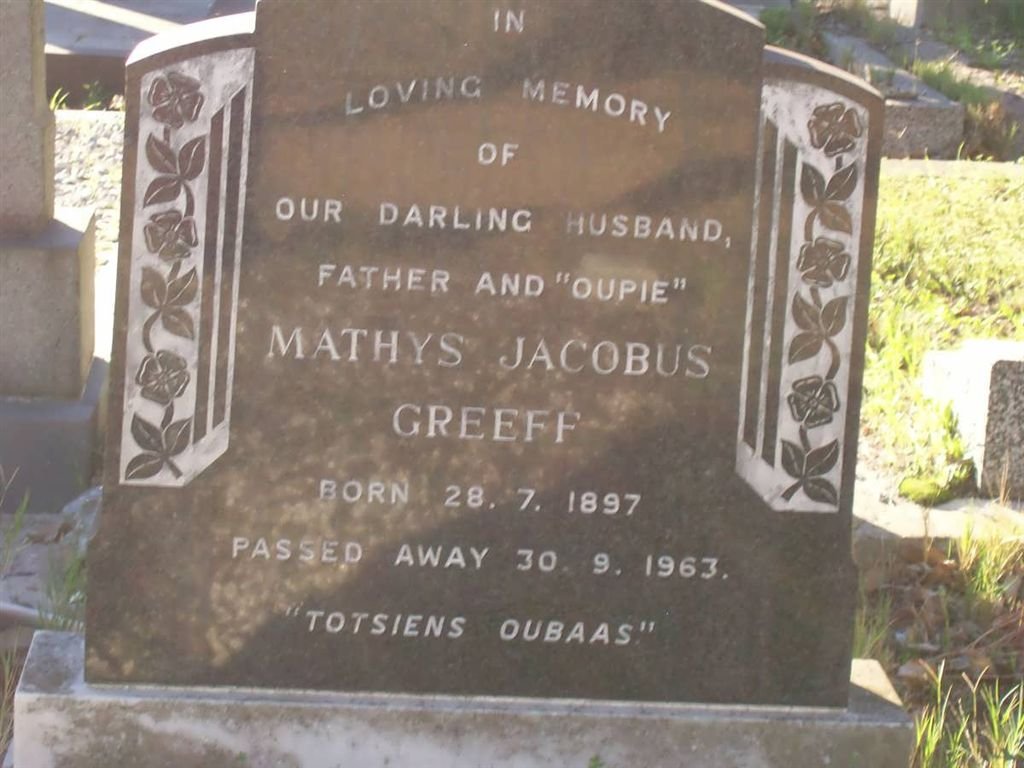 GREEFF Mathys Jacobus 1897-1963